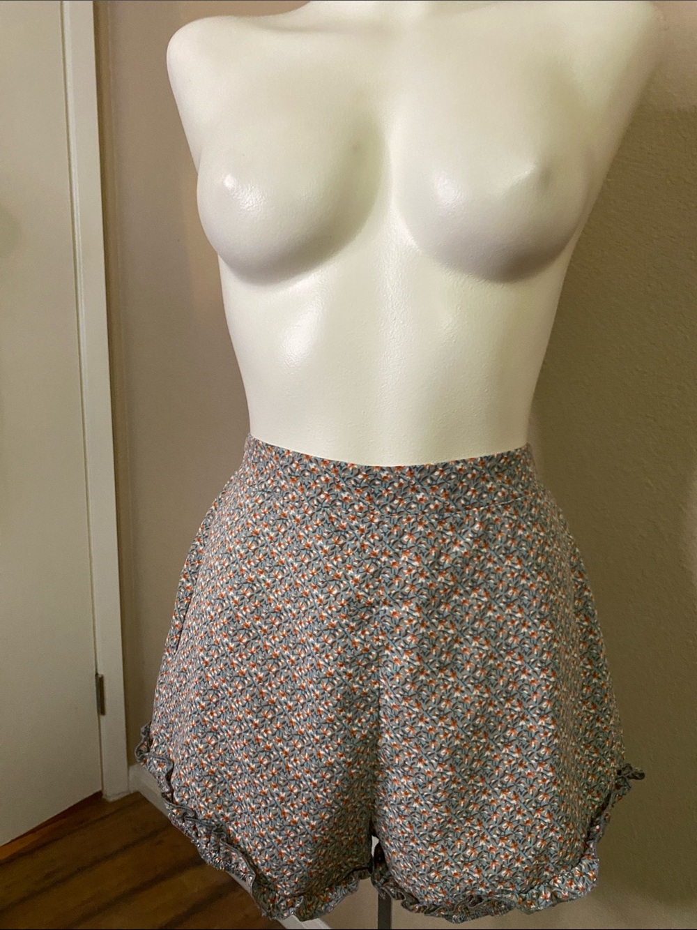 Red Marine sage orange Floral Tie-back diaper ruffle coquette Shorts G